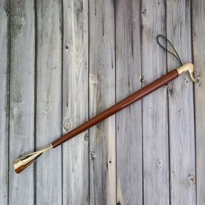 WOOD BRASS LONG HANDLED SHOE HORN 25.6 INCH outstanding 11 Extra Long Handle Shoe Horn