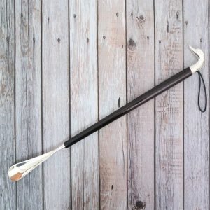 Brass Goose Head Shoe Horn with Wooden Long Handle 25.6" SILVER Comfortable 2