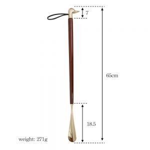 WOOD BRASS LONG HANDLED SHOE HORN 25.6 INCH outstanding 9 WOOD BRASS LONG HANDLED SHOE HORN