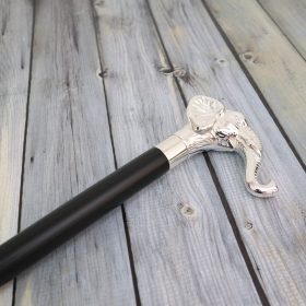 Elephant Head Handle Wood Shaft Walking Cane