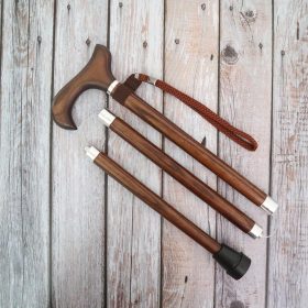 3 Piece Folding Wood Shaft Walking Cane