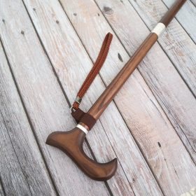 3 Piece Folding Wood Shaft Walking Cane with Derby Handle supplier