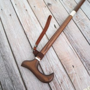 3 Piece Folding Wood Shaft Walking Cane with Derby Handle supplier