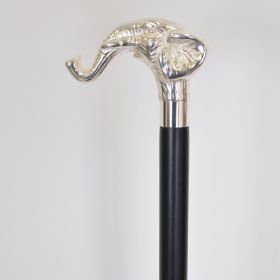 Elephant Head Handle Wood Shaft Walking Cane