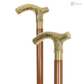 Engraving Brass Fritz Handle Walking Cane