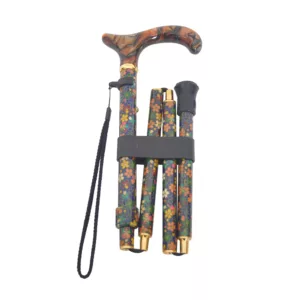 Best Fabric Wrapped Folding Cane Derby in Blue and Multi Floral