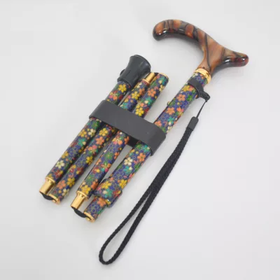 Best Fabric Wrapped Folding Cane Derby in Blue and Multi Floral