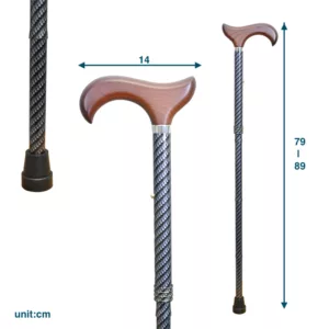 Aluminum Adjustable Walking Cane, Colored Carbon