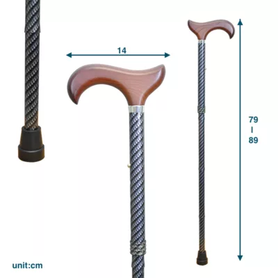 Aluminum Adjustable Walking Cane, Colored Carbon