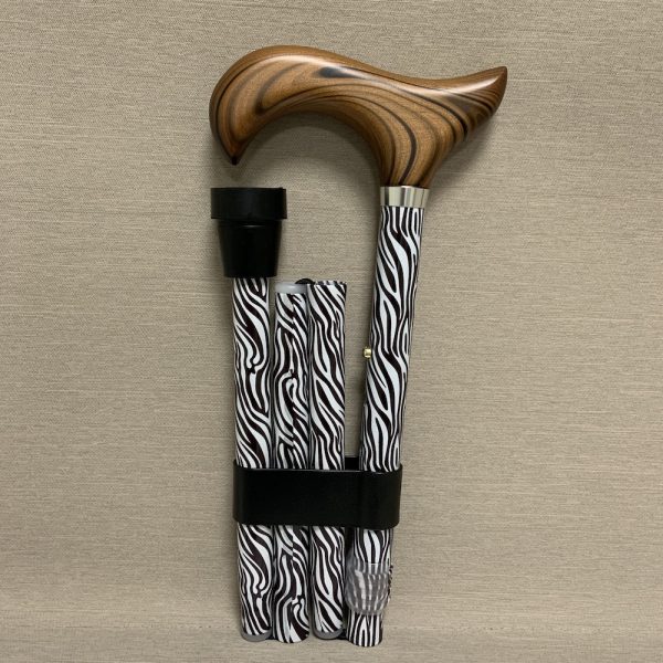 Adjustable Cane with wood Handle and Strap