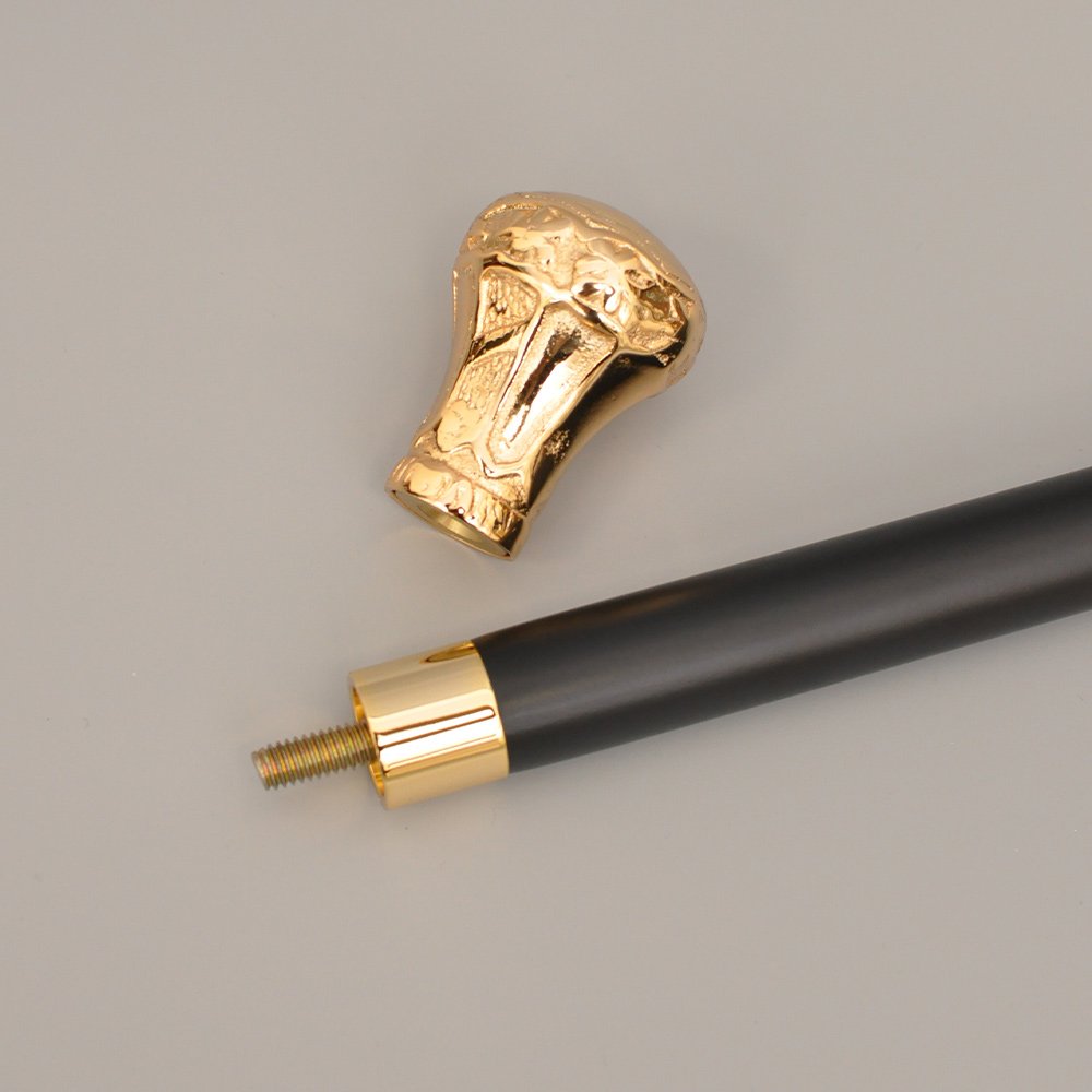 Sadaf Nautical Handmade Brass Knob Handle Walking Cane,Black & Gold,36 inch