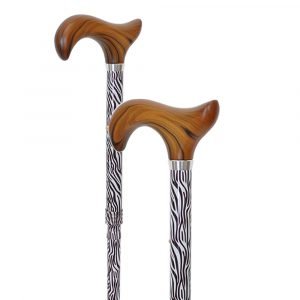 manufacturer Adjustable Cane with wood Handle and Strap, Zebra Color