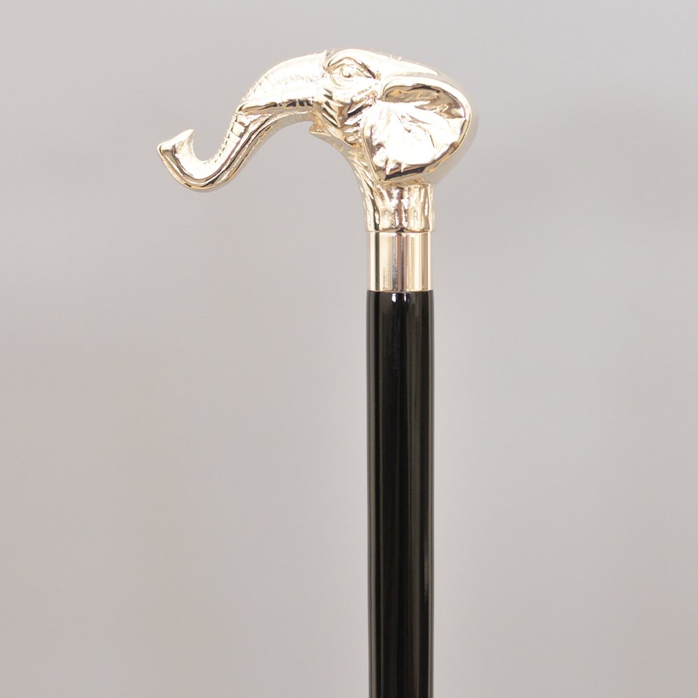 Classic Black Wooden Walking Stick With Silver & Brass Long Head Handle – Foldable