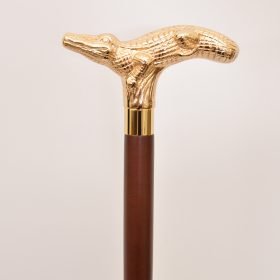 Gold Brass Alligator Walking Cane