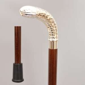Vintage Brass snake Anaconda head handle wooden walking stick cane