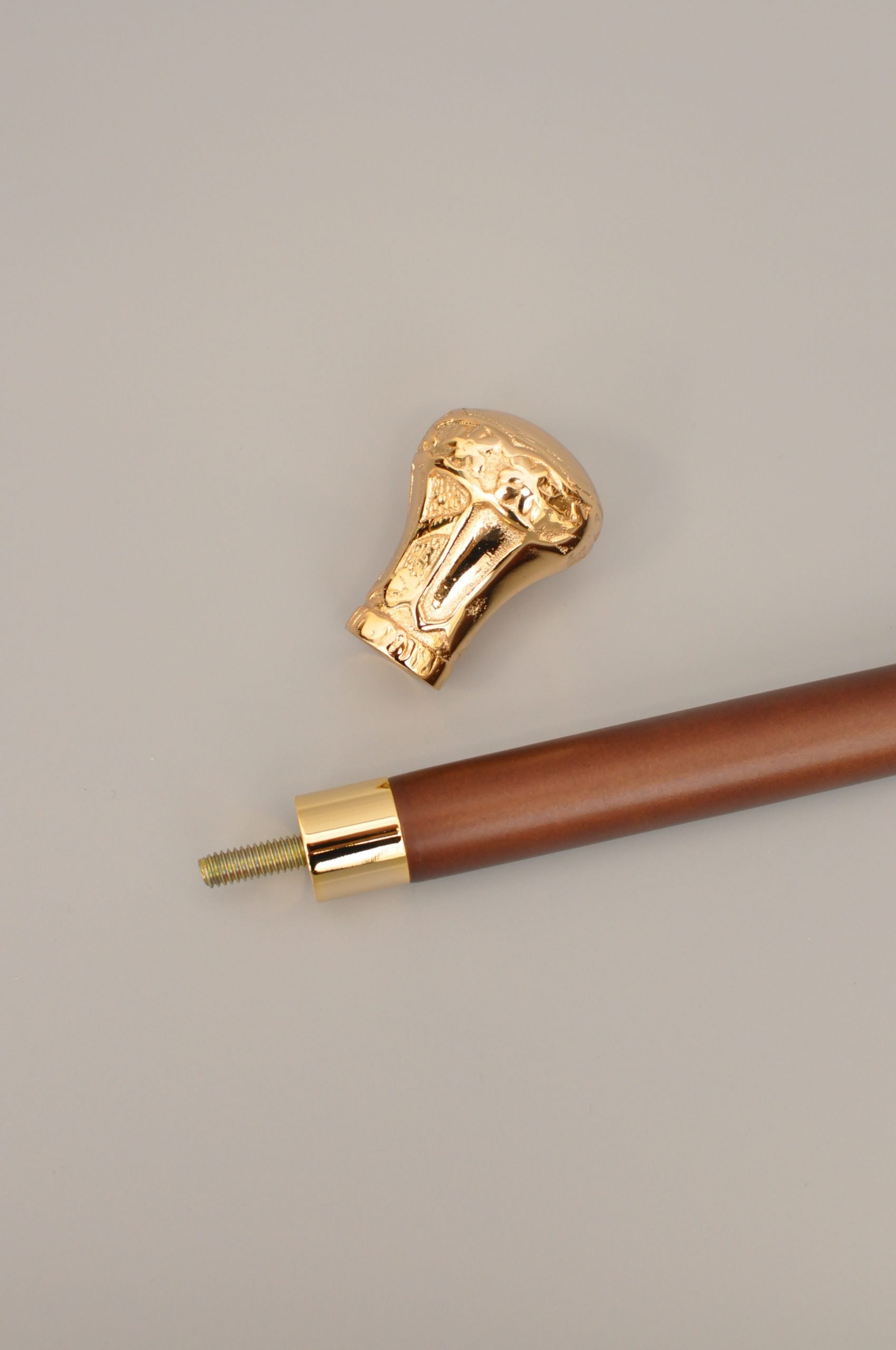 Wooden Walking Stick Brass Crown Handle - Boxwood (36)
