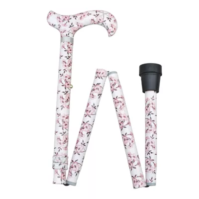 Floral Height Adjustable Folding Walking Stick with Derby Handle (1001.061.FDD) 6 Floral Height Adjustable Folding Walking Stick with Derby Handle