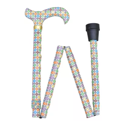 Height Adjustable Floral Patterned Aluminum Walking Stick (1001.061.FDF) 7 Height Adjustable Floral Patterned Aluminum Walking Stick with Derby Handle