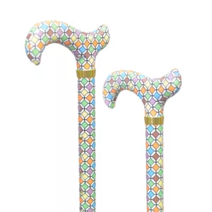 Height Adjustable Floral Patterned Aluminum Walking Stick (1001.061.FDF) 5 Height Adjustable Floral Patterned Aluminum Walking Stick with Derby Handle