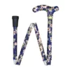 Safety Folding Aluminium Walking Stick Blue Flower (1001.005.FFC) 1 Folding Aluminium Walking Stick Blue Flower