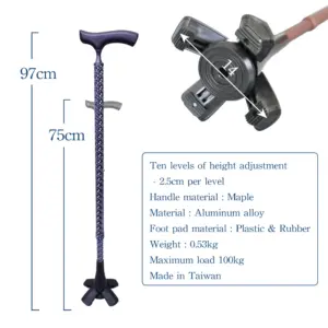 stable standing walking cane for elderly #1021.035 6 adjustable height walking cane for elderly